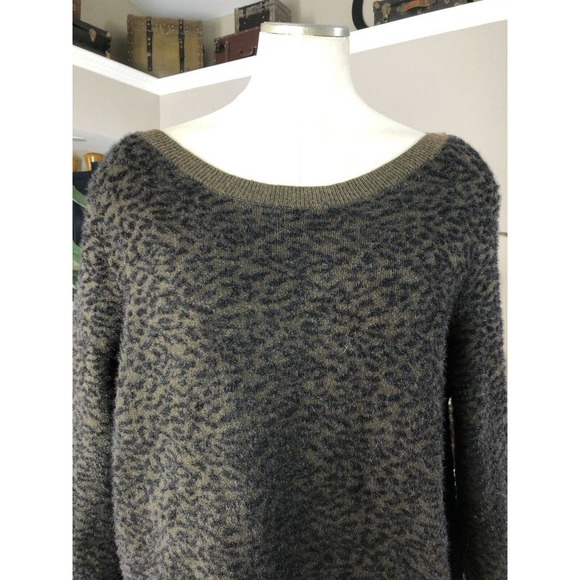 Mesh Lace Olive/black Animal Print Sweater - Picture 2 of 8